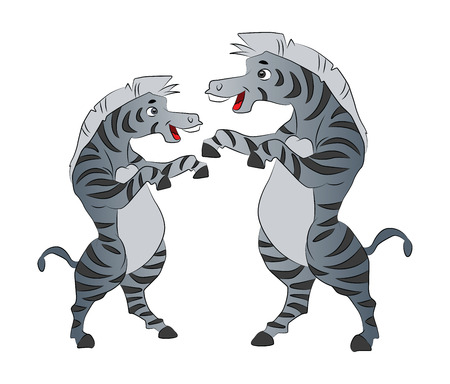 Two Zebras Dancing, vector illustrationのイラスト素材