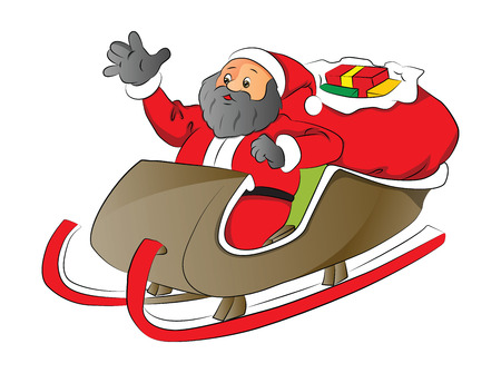 Vector illustration of a santa claus with shocked expression in sledge.のイラスト素材