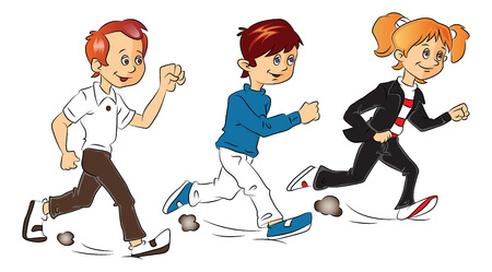 Vector illustration of kids against white background.のイラスト素材