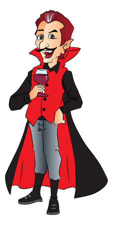 Vector illustration of a confident superhero drinking wine.のイラスト素材