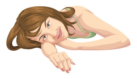 Vector illustration of happy and beautiful young woman relaxing.のイラスト素材