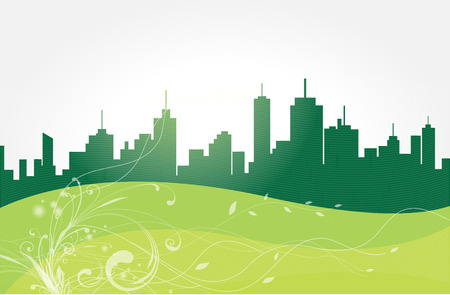Vector illustration of green city.のイラスト素材