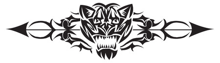 Tattoo design of wild cat head and arrow mark, vintage engraved illustration.のイラスト素材