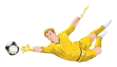 Illustration of goalkeeper trying to catch the ball.のイラスト素材