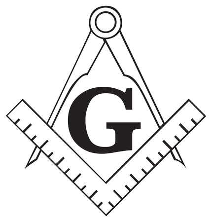 The Masonic Square and Compass symbol, great for tattoo or artwork, isolated on whiteのイラスト素材