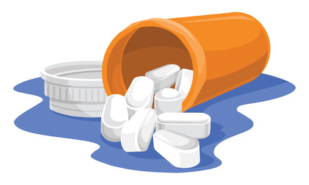Vector illustration of prescription tablets and bottle.のイラスト素材
