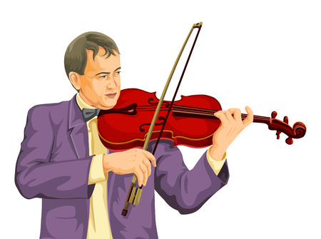 Vector illustration of musician playing violin.のイラスト素材