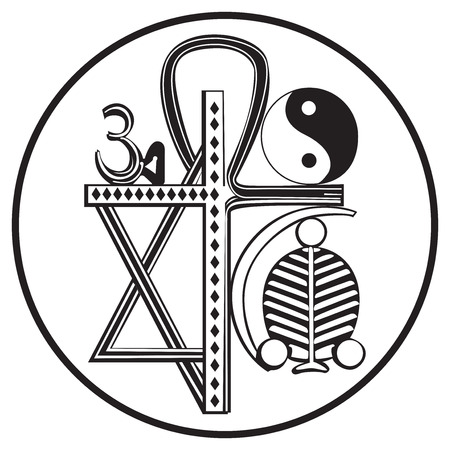 Universal religions and religious symbols, isolated on whiteのイラスト素材