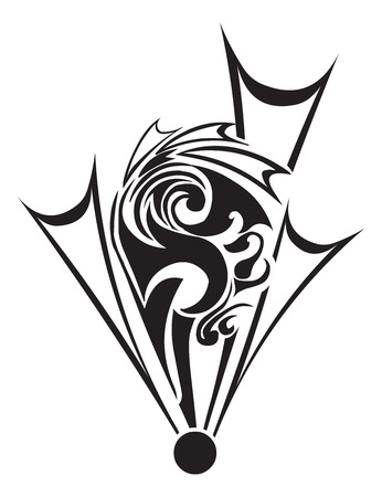 Tribal art tattoo design, vintage engraved illustration.のイラスト素材