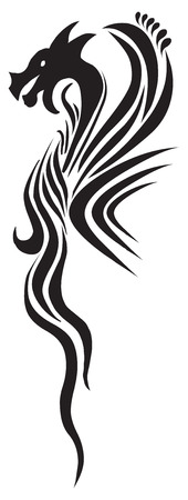 Tattoo design of a dragon, vintage engraved illustration.のイラスト素材