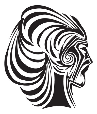 Tattoo design of woman's face, vintage engraved illustration.のイラスト素材