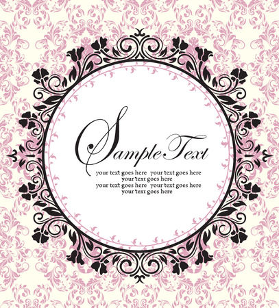 Ornate frame on pink damask backgroundのイラスト素材