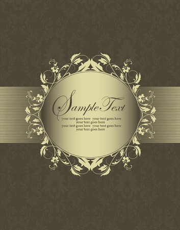 Ornate vintage frame on damask backgroundのイラスト素材