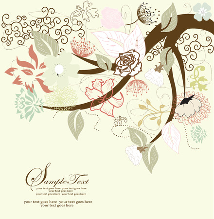 Abstract tree with floral elementsのイラスト素材