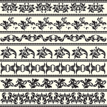 Vintage borders with ornate elegant floral design, black. Vector illustration.のイラスト素材