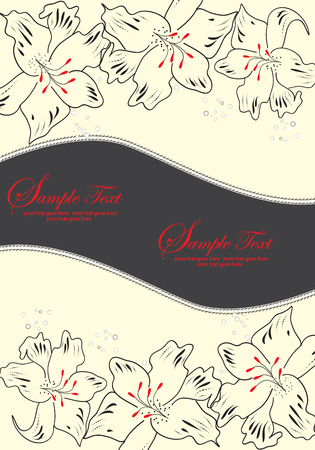 Vintage invitation card with elegant retro floral design, on yellow. Vector illustration.のイラスト素材