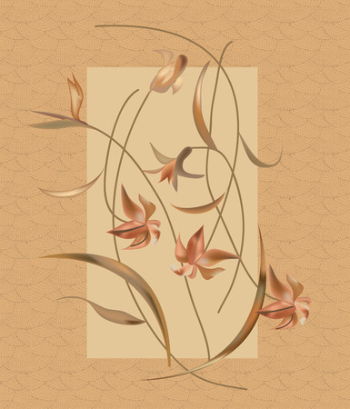 Vintage background with elegant floral design, orange flowers. Vector illustration.のイラスト素材