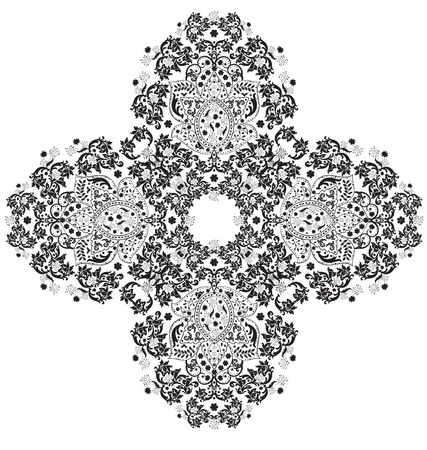 Vintage background with ornate elegant abstract floral design, black on white. Vector illustration.のイラスト素材