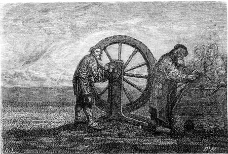 A grinder (Estonia), vintage engraved illustration. Le Tour du Monde, Travel Journal, (1865).の写真素材