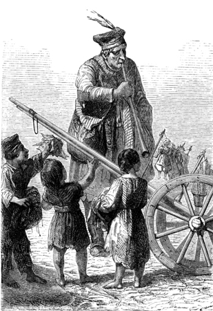 The rag families in Swansea, vintage engraved illustration. Le Tour du Monde, Travel Journal, (1865).の写真素材