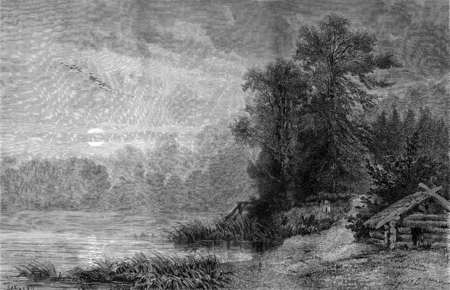 A shore of the Gulf of Onega, vintage engraved illustration. Le Tour du Monde, Travel Journal, (1872).の写真素材