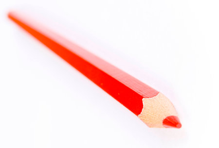 Perspective view of a wooden red pencilの写真素材