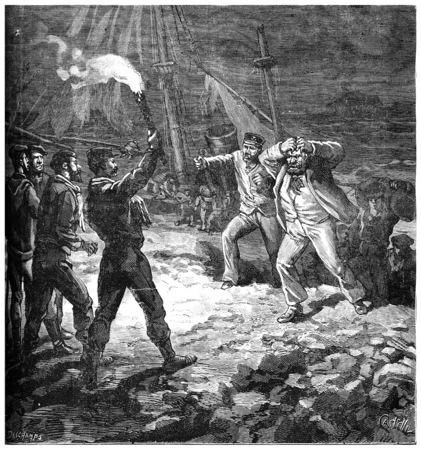 Two thousand miles across South America, Thousand thunders! my French, vintage engraved illustration. Journal des Voyage, Travel Journal, (1880-81).の写真素材