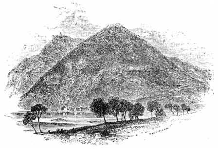 Mountain of All Saints, vintage engraved illustration. From Chemin des Ecoliers, 1861.の写真素材