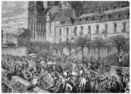 Bag of the Archdiocese, vintage engraved illustration. History of France â 1885.の写真素材