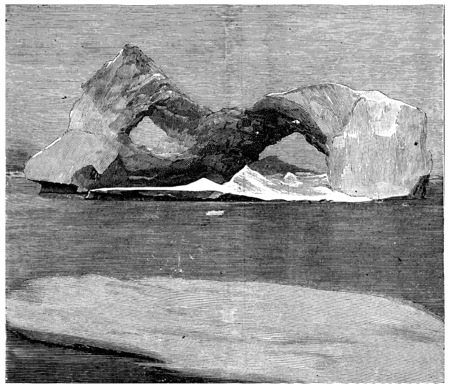 Ice-shaped arches in Smith Sound, vintage engraved illustration. Journal des Voyage, Travel Journal, (1880-81).の写真素材