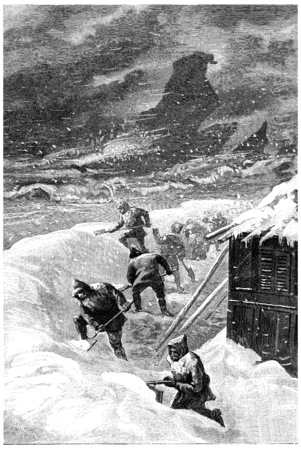 It was like a kind of rail, vintage engraved illustration. Jules Verne Cesar Cascabel, 1890.の写真素材