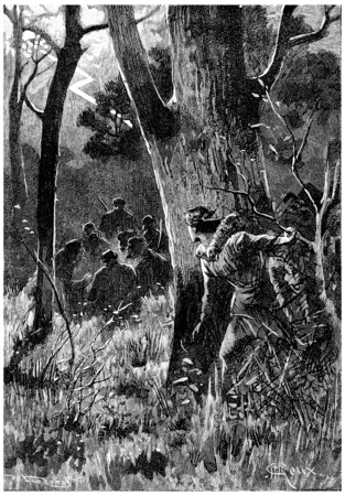 Seven men were there, vintage engraved illustration. Jules Verne Cesar Cascabel, 1890.の写真素材