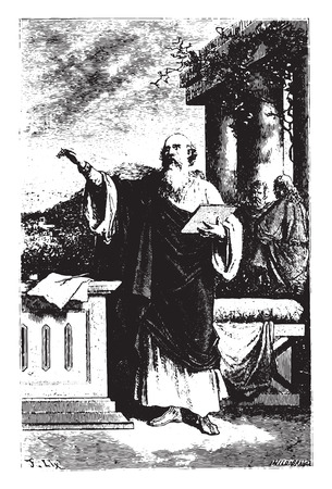 Saint Irenaeus, one of the first apostles of Gaul, vintage engraved illustration.のイラスト素材