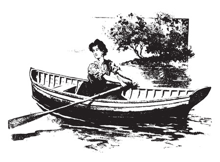 Rowing is an excellent exercise, vintage engraved illustration.のイラスト素材