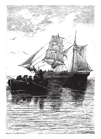 Sleep well! cried the last time the captain, vintage engraved illustration.のイラスト素材