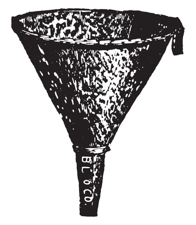 Agateware funnel for filtering hot fluid, vintage engraved illustration.のイラスト素材