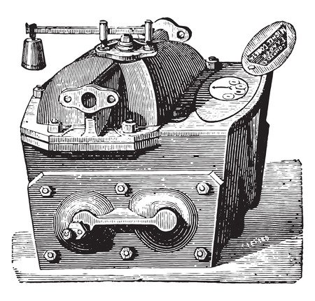 Water meter, Frager system, Type applied to steam boilers, vintage engraved illustration. Industrial encyclopedia E.-O. Lami - 1875.のイラスト素材