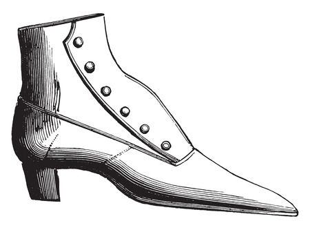Button boot, vintage engraved illustration. Industrial encyclopedia E.-O. Lami - 1875.のイラスト素材