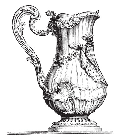 Water pot, vintage engraved illustration. Industrial encyclopedia E.-O. Lami - 1875.のイラスト素材