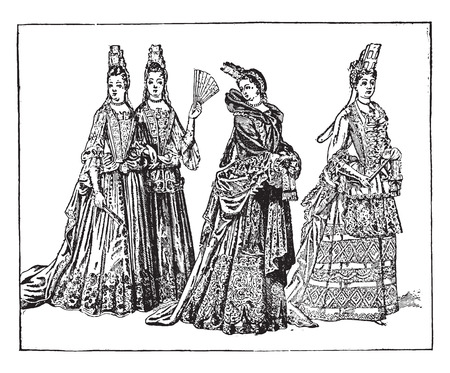 City suit, after Bonnard (1680-1700), vintage engraved illustration. Industrial encyclopedia E.-O. Lami - 1875.のイラスト素材