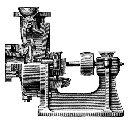 Heart centrifugal pump, vintage engraved illustration. Industrial encyclopedia E.-O. Lami - 1875.のイラスト素材