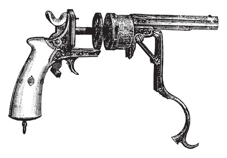 Revolver Galand, vintage engraved illustration. Industrial encyclopedia E.-O. Lami - 1875.のイラスト素材