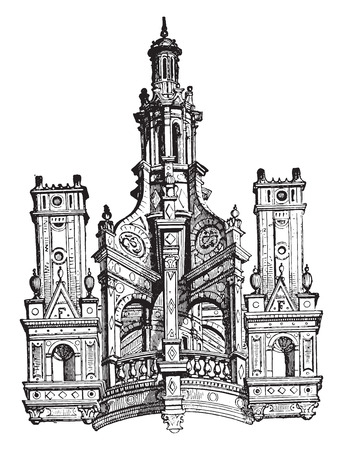 Lantern from Chambord Castle, vintage engraved illustration. Industrial encyclopedia E.-O. Lami - 1875.のイラスト素材