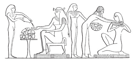 Table service (Funeral meal), vintage engraved illustration.のイラスト素材