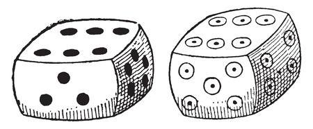 Ordinary dice, vintage engraved illustration.のイラスト素材