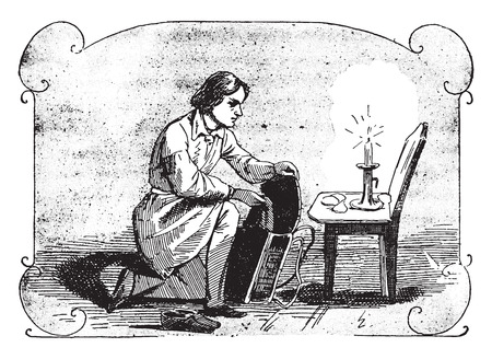 We make our bags, vintage engraved illustration.のイラスト素材