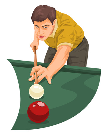 Vector illustration of man playing billiards.のイラスト素材