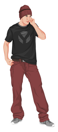 Vector illustration of stylish young man isolated on white.のイラスト素材