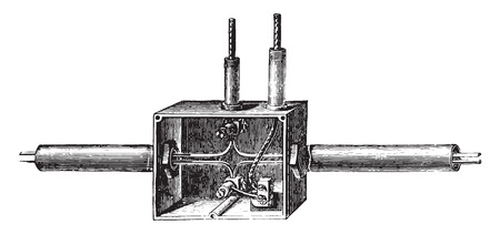 Branch box Edison pipe, vintage engraved illustration. Industrial encyclopedia E.-O. Lami - 1875.のイラスト素材