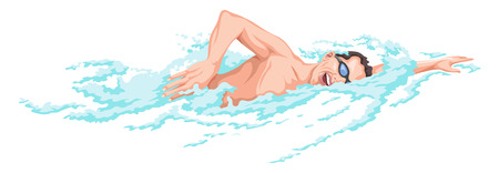 Vector illustration of man swimming in pool.のイラスト素材